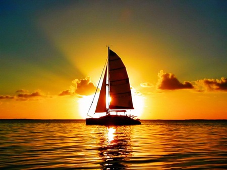 Beautiful Boat Sunset Wallpaper HD
