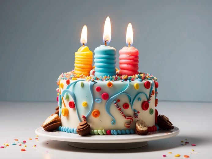 cool cake with candles